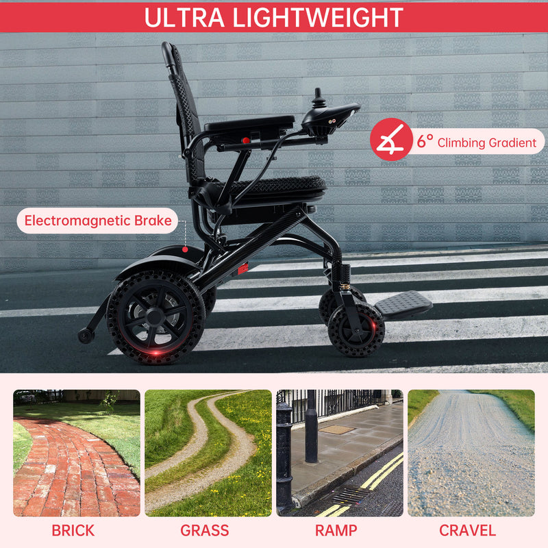 360W Electric Wheelchair Lightweight Folding Wheelchair for Adults Seniors Black