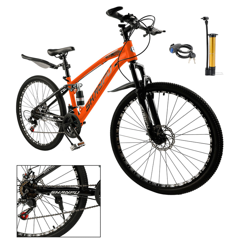 21 speed 26" Mountain Bike Full Suspension with Air Pump / Fender / Bike Lock