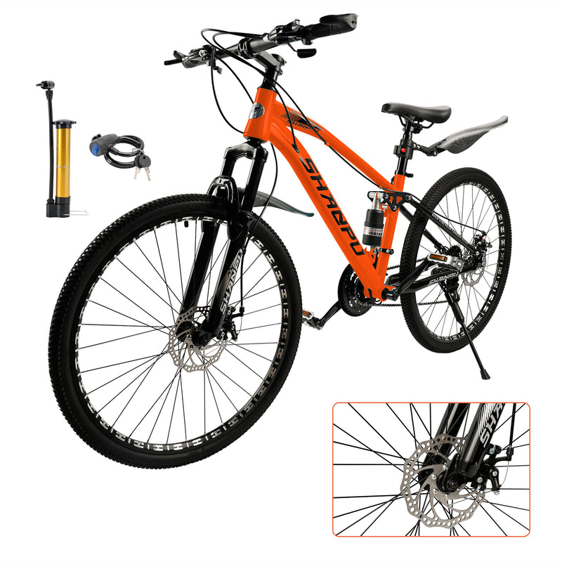 21 speed 26" Mountain Bike Full Suspension with Air Pump / Fender / Bike Lock