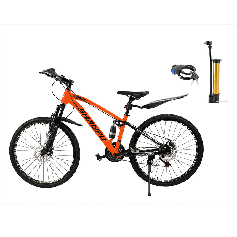 21 speed 26" Mountain Bike Full Suspension with Air Pump / Fender / Bike Lock