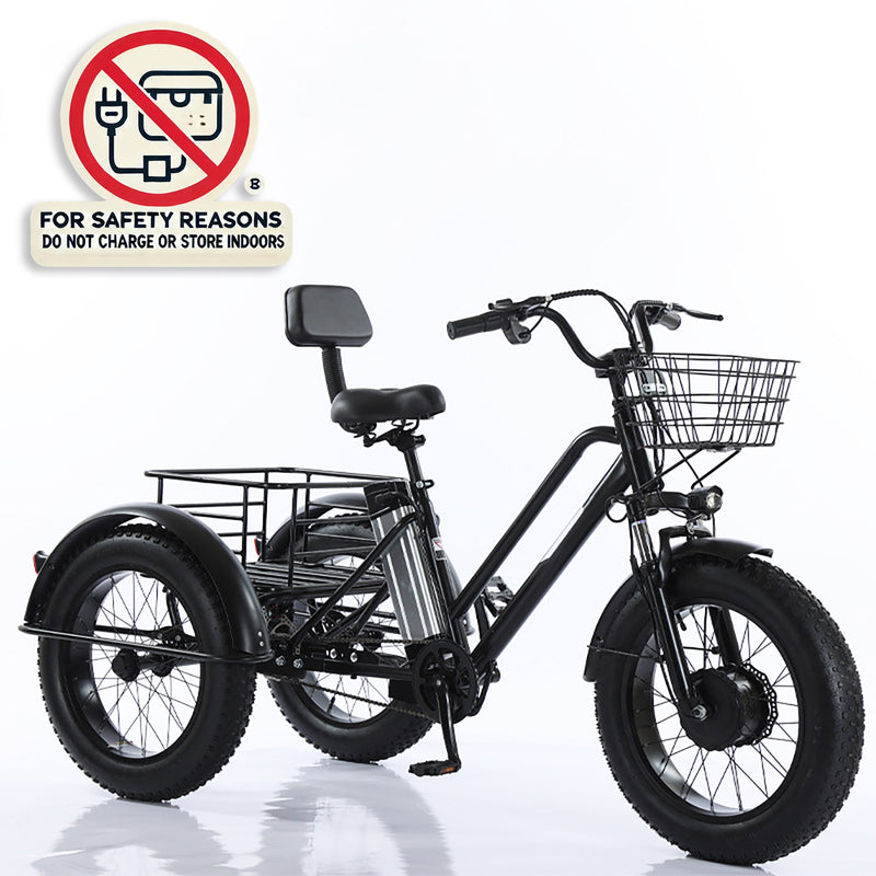 500W 48V 13A Electric Snow Tricycle 3 wheel e-bike 4.0 Fat Tire Tricycle