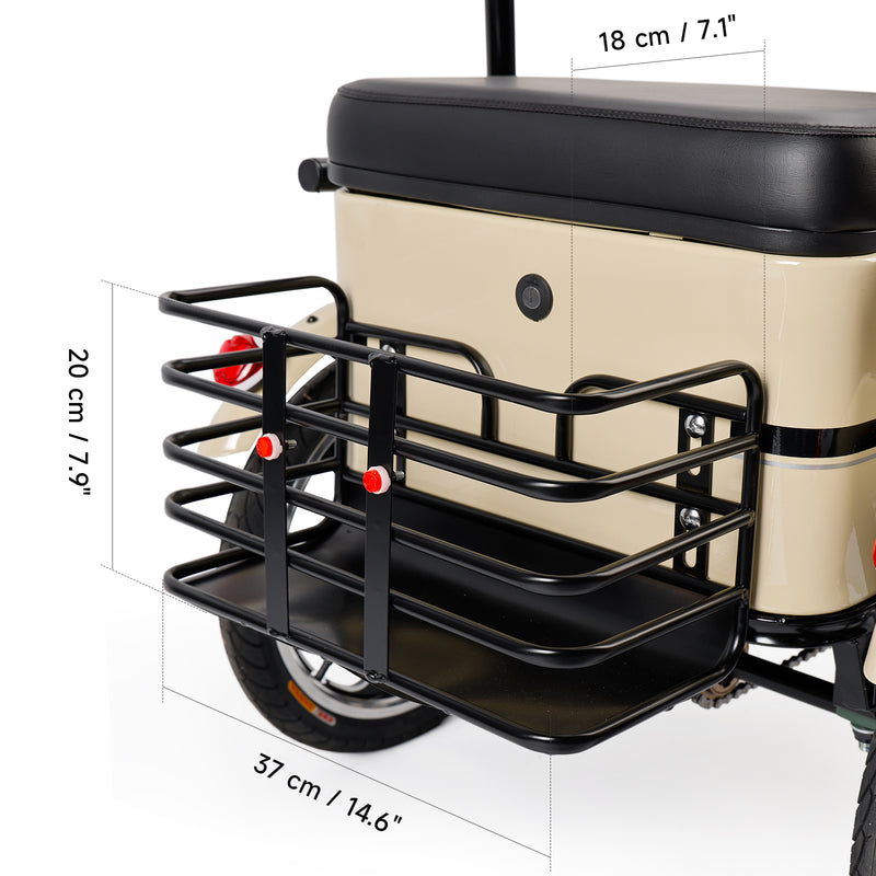 400W 48V 12A Elder Electric folding trike 3 wheel e-bike with Rear Seat Cream