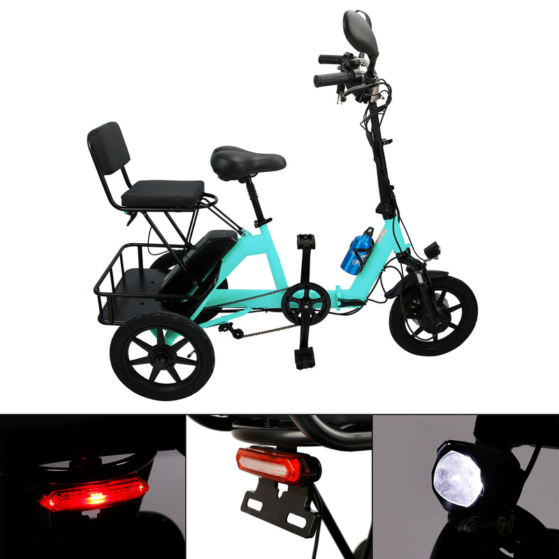 3 Wheel Electric Motorized Folding Tricycle E-Bike 48V 350W 10.4AH