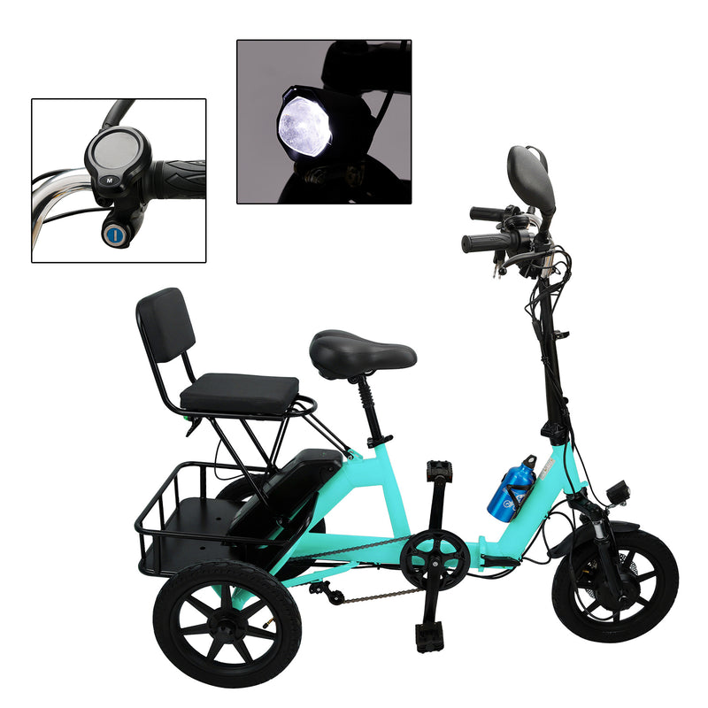 3 Wheel Electric Motorized Folding Tricycle E-Bike 48V 350W 10.4AH