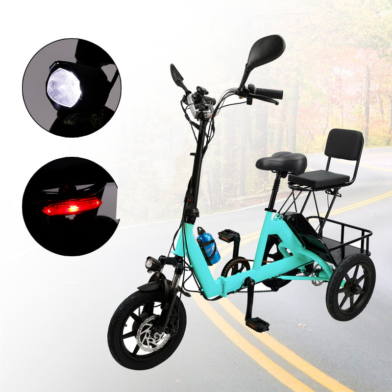 3 Wheel Electric Motorized Folding Tricycle E-Bike 48V 350W 10.4AH
