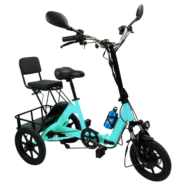 3 Wheel Electric Motorized Folding Tricycle E-Bike 48V 350W 10.4AH