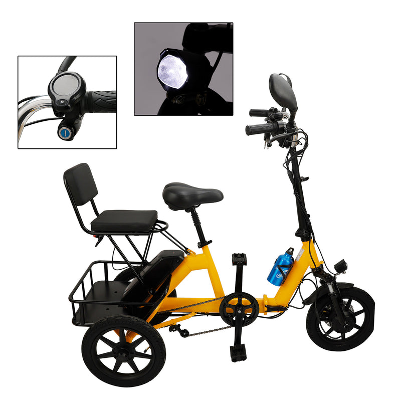 48V 350W Three Wheel Electric Folding Trike for Adults 3 Wheel E-Tricycle