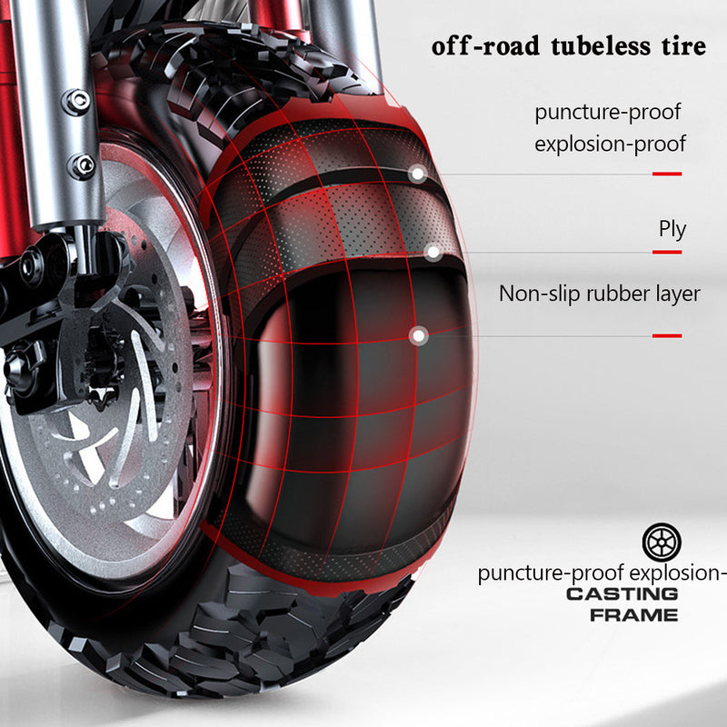 2000W 21ah off-road alloy electric scooter for adult，With large display screen,  Dual drive 12" tires