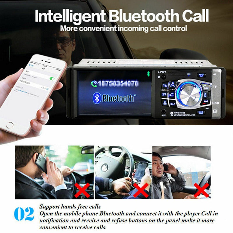 4.1 Inches HD 1DIN Bluetooth In-Dash Car Stereo Radio MP5 Player FM with Camera