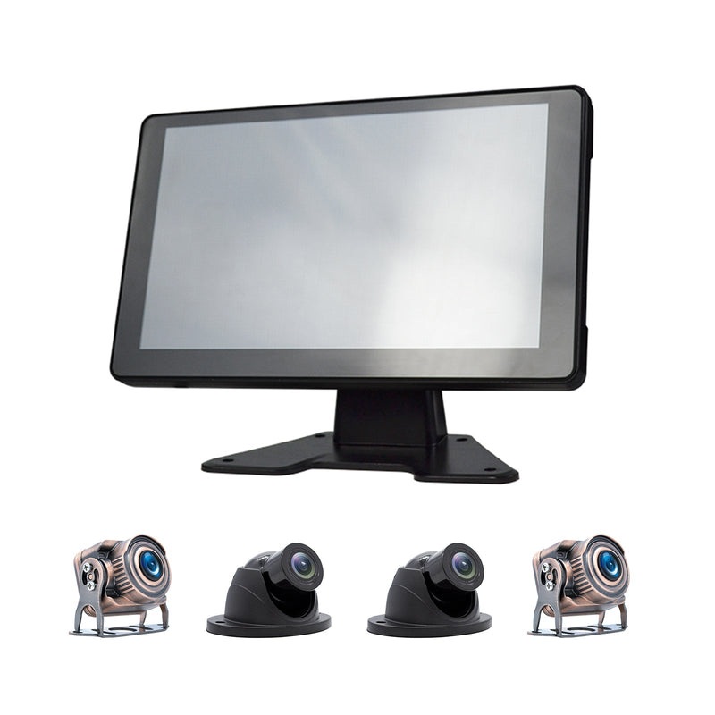 9" Monitor DVR Driving Video Recorder Touch Screen for RV Truck Bus + 4Pcs Rear View Backup Camera Fedex Express