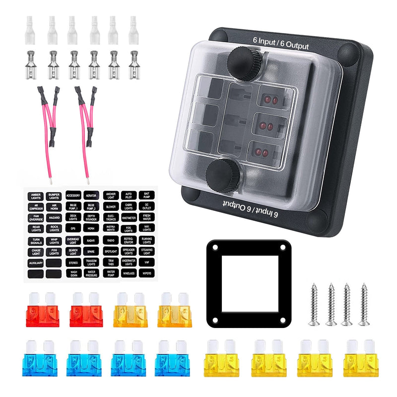 6/12 Way Blade Fuse Box Block Holder ATO ATC for Car Marine Boat RV Waterproof Generic