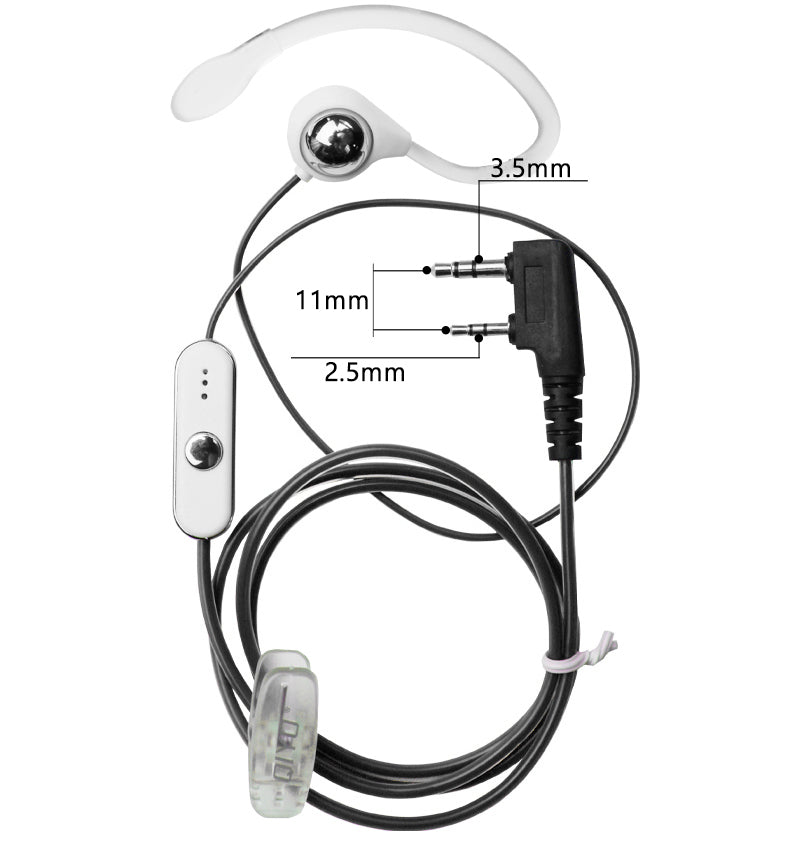 5Pcs 2 Pin Earhook Earpiece Headset PTT Mic For Kenwood HYT BaoFeng Radio Black
