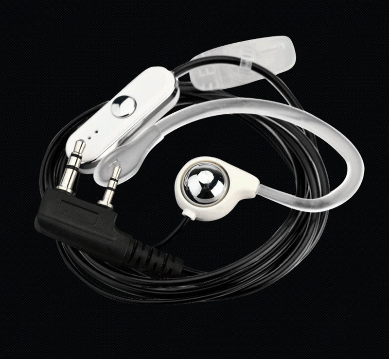 5Pcs 2 Pin Earhook Earpiece Headset PTT Mic For Kenwood HYT BaoFeng Radio Black