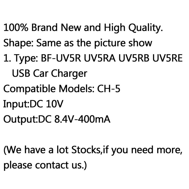 USB Car Radio Battery Charger For BAOFENG BF-UV5R UV5RA UV5RB Two Way Radio