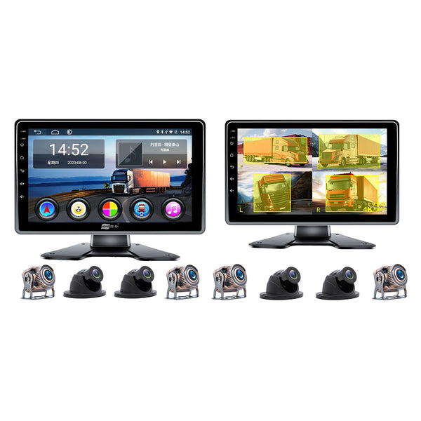 10.1" Monitor DVR Driving Video Recorder Touch Screen for RV Truck Bus + 4Pcs Rear View Backup Camera Fedex Express