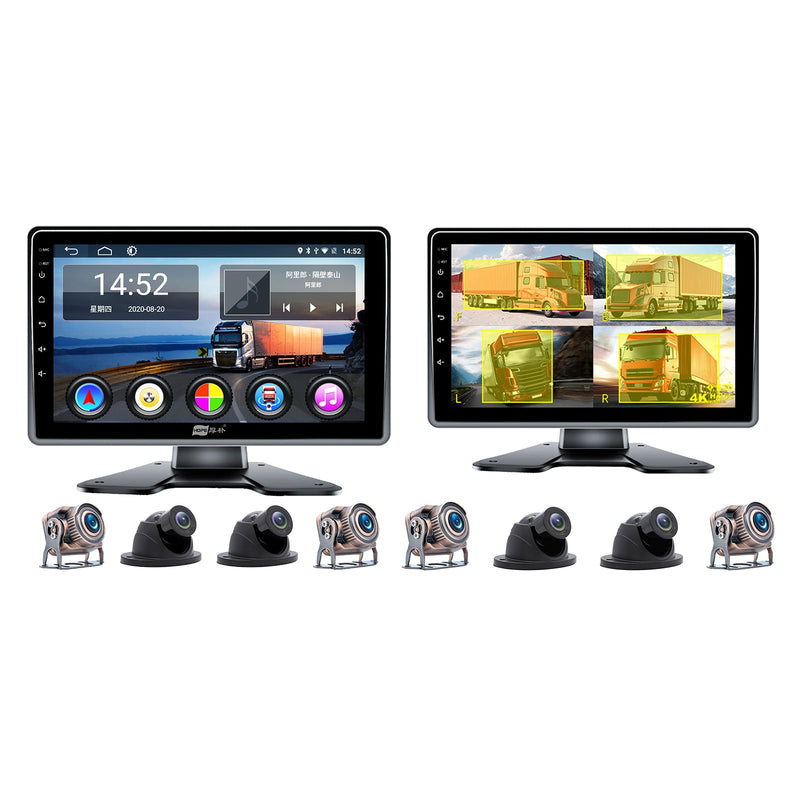 10.1" Monitor DVR Driving Video Recorder Touch Screen for RV Truck Bus + 4Pcs Rear View Backup Camera Fedex Express