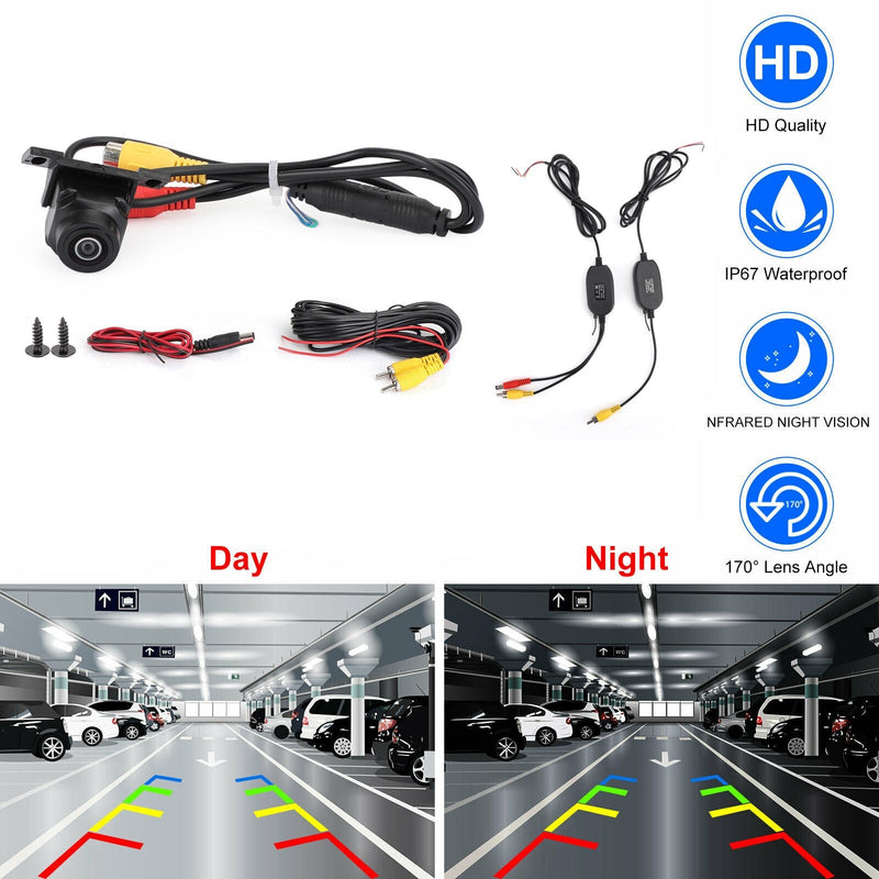Wireless Car Auto Rear + Front View Reverse Backup Parking Camera HD 170º