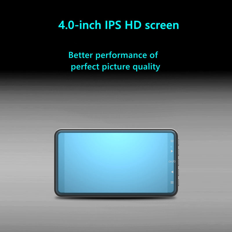 Dual Lens Car DVR Dash Cam HD 1080P 4" IPS Screen Front Rear Camera Night Vision