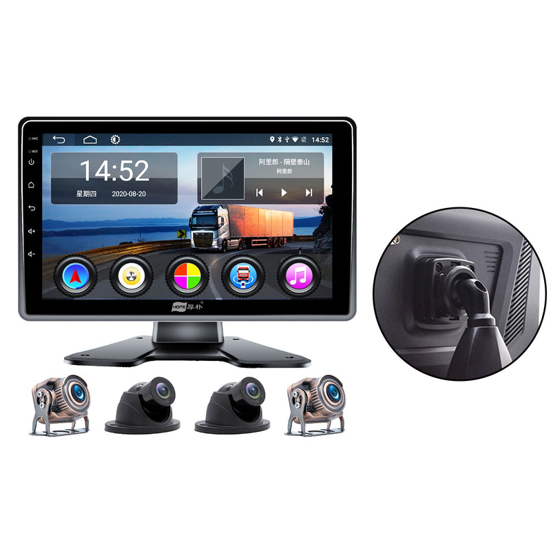 10.1 " Monitor DVR Driving Video Recorder Touch Screen GPS for RV Truck Bus + 4Pcs Rear View Backup Camera Fedex Express