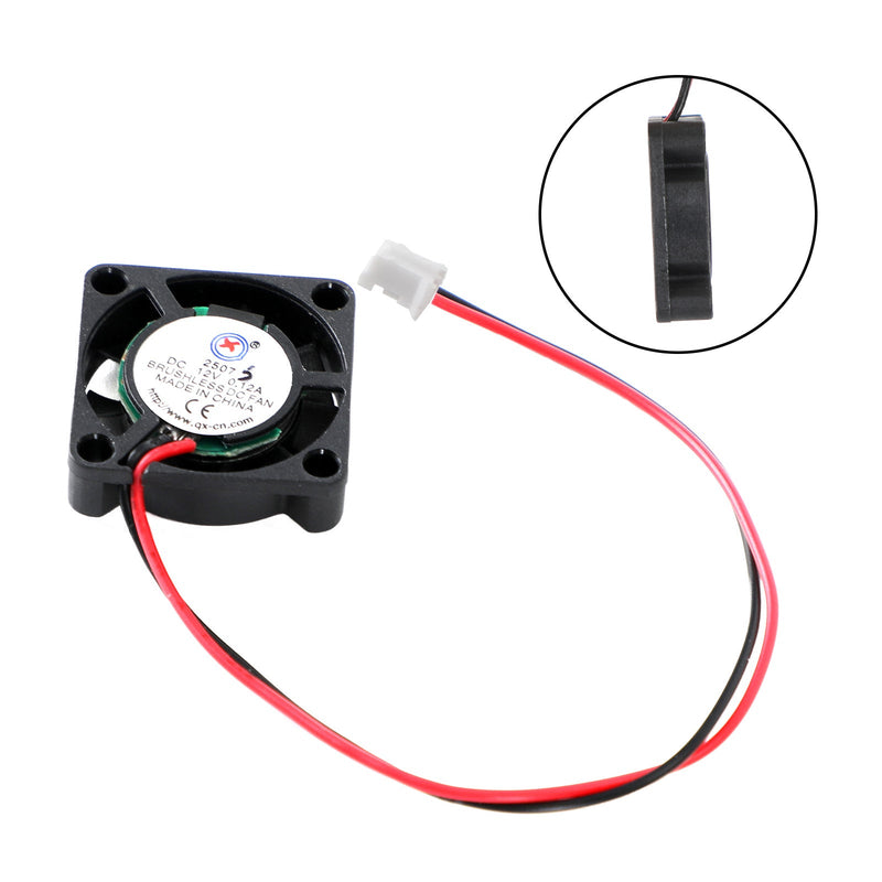 Brushless DC Cooling Blower Fan 12V 0.12A 2507S 25x25x7mm Sleeve 2 Pin Wire