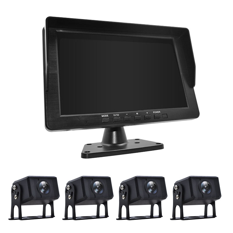10.1" Monitor DVR Driving Video Recorder Key Press for RV Truck Bus + 4Pcs Rear View Backup Camera Fedex Express