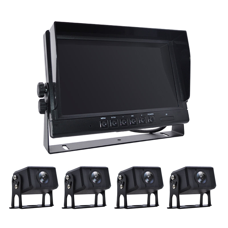9" Monitor DVR Driving Video Recorder Key Press for RV Truck Bus + 4Pcs Rear View Backup Camera Fedex Express