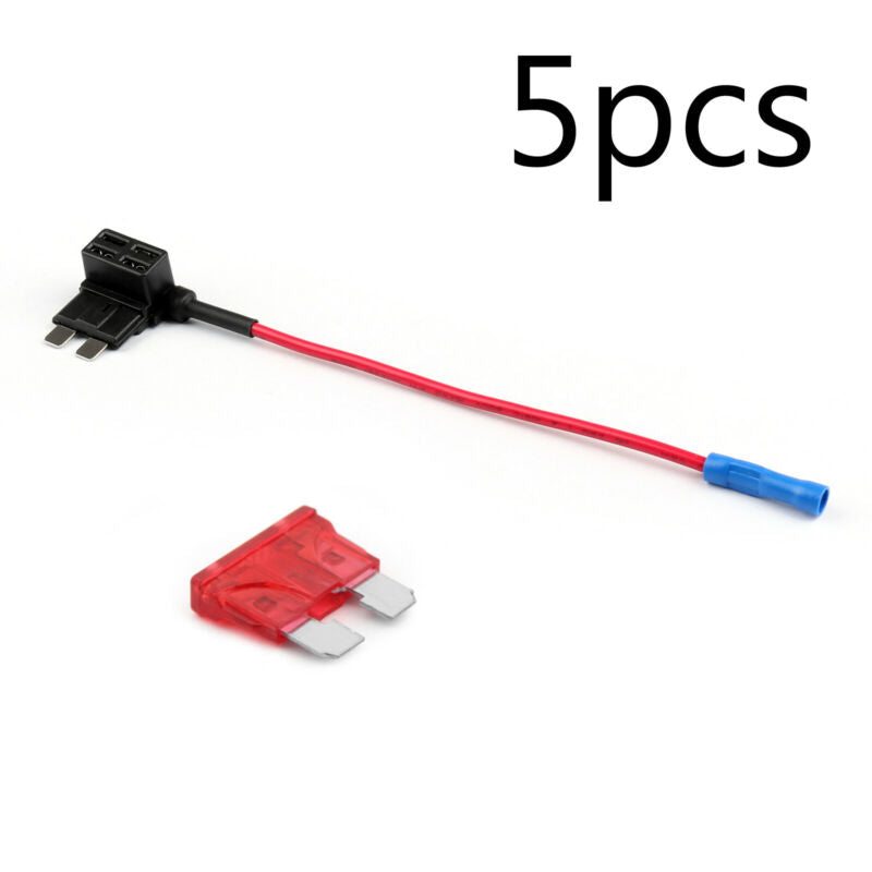 Tap Fuse Holder 5-Piece Standard Blade Back Car 10A Add Circuit Fuse ACU With