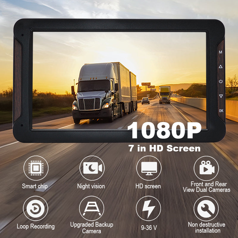 7 " Monitor DVR Driving Video Recorder with Car Charger for RV Truck Bus + Rear View Backup Camera