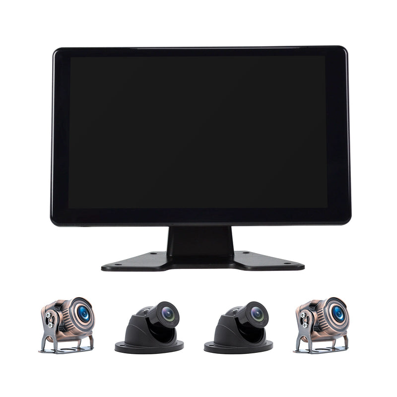 9" Monitor DVR Driving Video Recorder Touch Screen for RV Truck Bus + 4Pcs Rear View Backup Camera Fedex Express