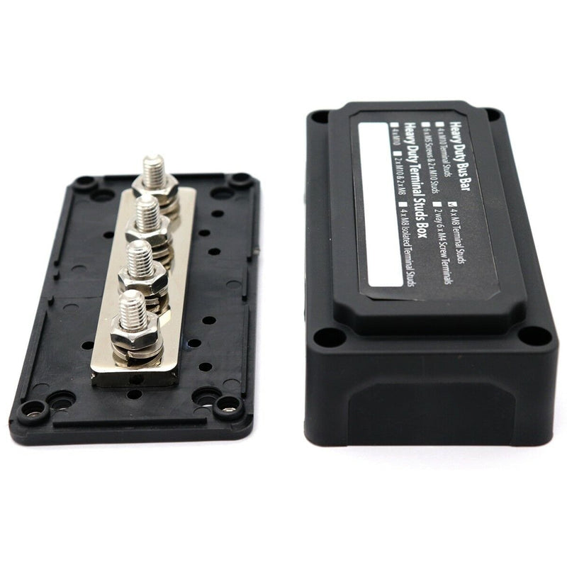 Marine Heavy Duty 4 Way Bus Bar M8 5/16" Bus Van Car Boat Distribution Block Screw Terminal Studs 300A