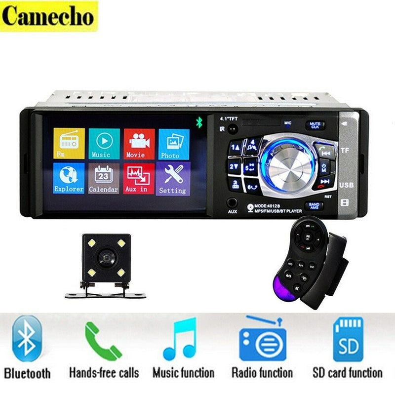 4.1 Inches HD 1DIN Bluetooth In-Dash Car Stereo Radio MP5 Player FM with Camera