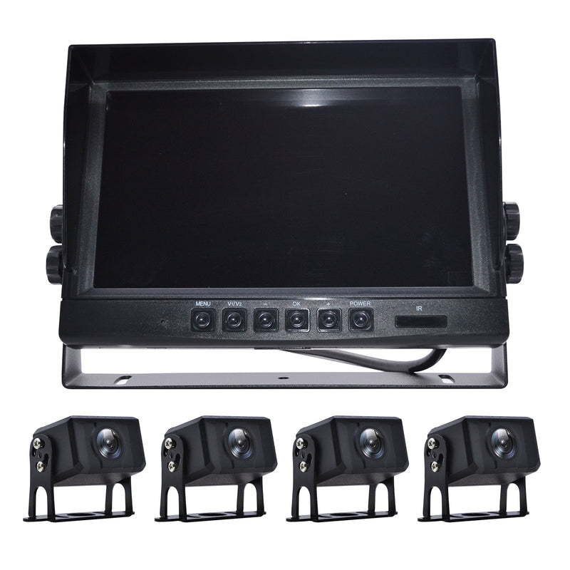 9" Monitor DVR Driving Video Recorder Key Press for RV Truck Bus + 4Pcs Rear View Backup Camera Fedex Express