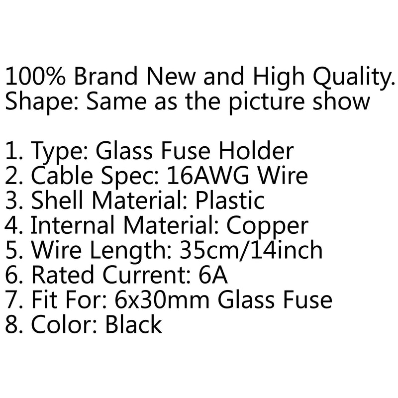 5Pcs 6x30mm AGC Glass Fuse Holder In-line Screw Type With 16 AWG Wire Cable