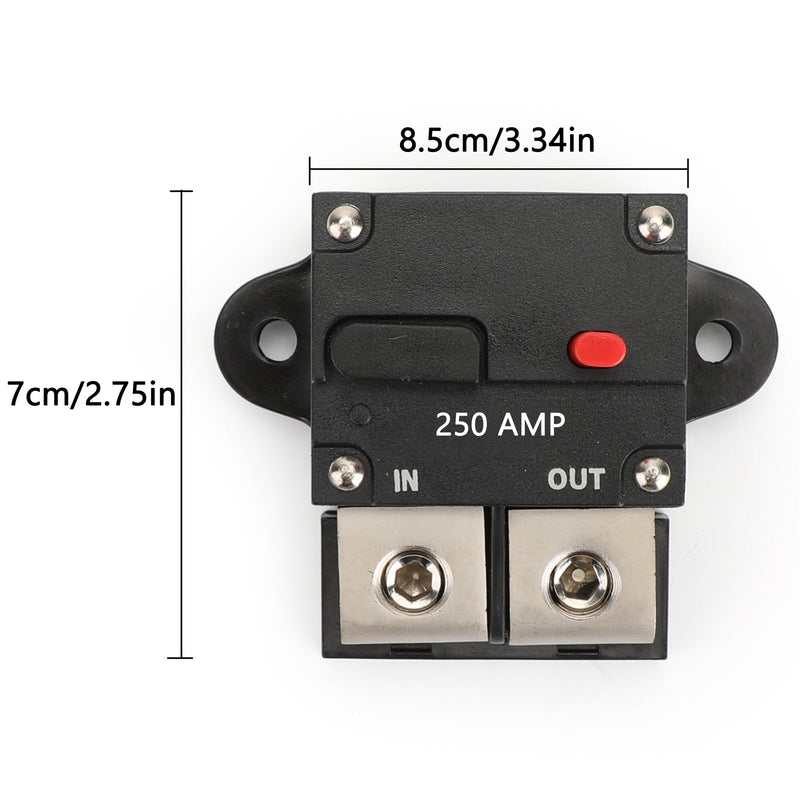 250A Amp Manual Reset Inline Circuit Breaker Fuse Terminal Block Marine Auto