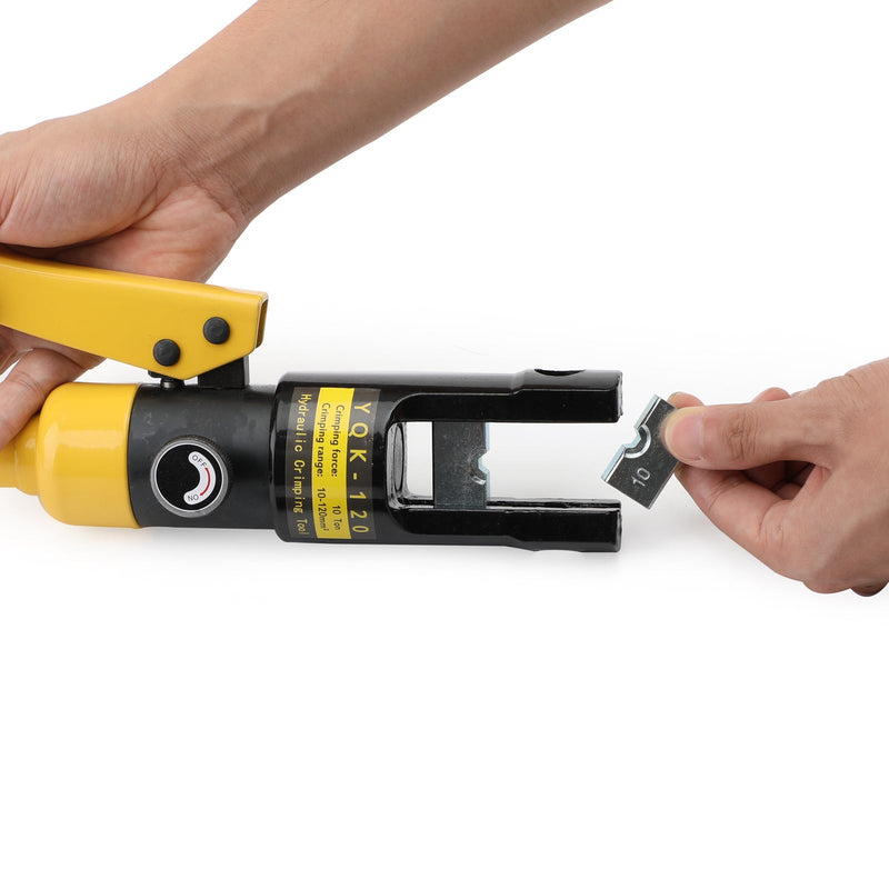 10 Ton Improved Hydraulic Wire Battery Cable Lug Terminal Crimper & 8 Dies