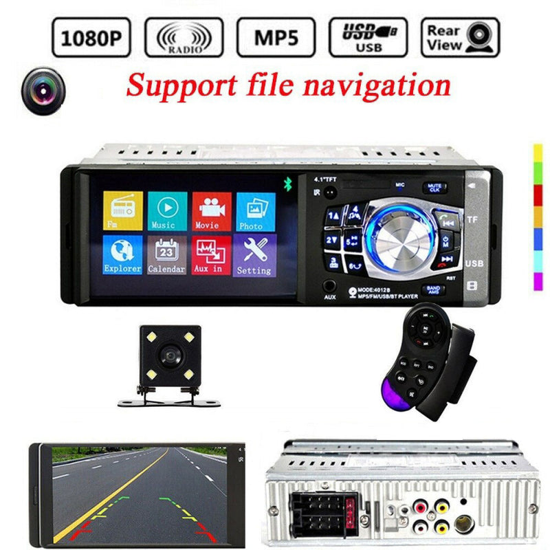 4.1 Inches HD 1DIN Bluetooth In-Dash Car Stereo Radio MP5 Player FM with Camera