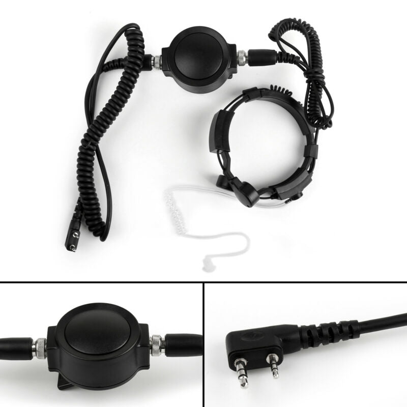 Tactical Throat Duty Headset Waterproof Mic PTT Heavy For Kenwood TK BaoFeng
