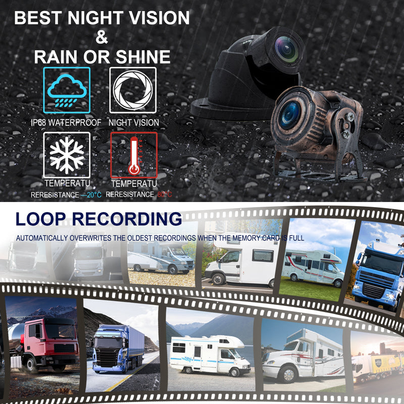 10.36 " Monitor DVR Driving Video Recorder Touch Screen for RV Truck Bus + 4Pcs Rear View Backup Camera Fedex Express