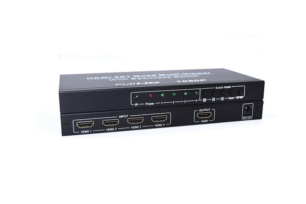 1080P 4x1 HDM 4 Channel Quad Multi-Viewer Remote Control Switcher AU Adapter