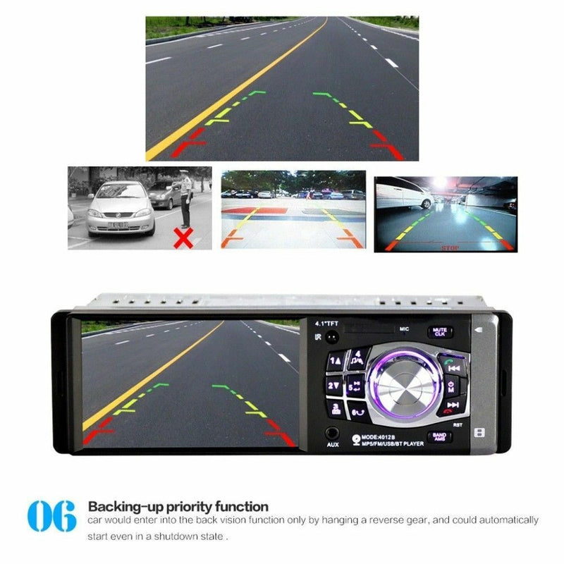 4.1 Inches HD 1DIN Bluetooth In-Dash Car Stereo Radio MP5 Player FM with Camera