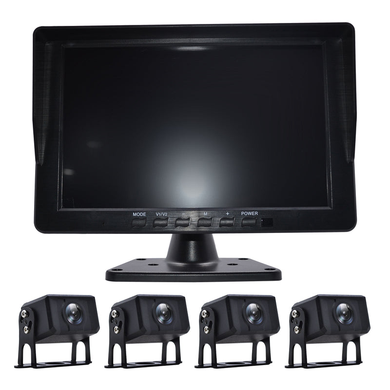 10.1" Monitor DVR Driving Video Recorder Key Press for RV Truck Bus + 4Pcs Rear View Backup Camera Fedex Express