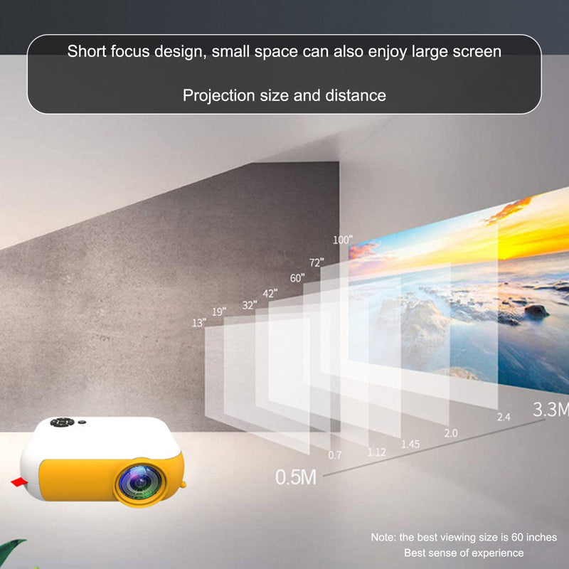 1080P Portable Pocket Projector 1800LM Movie Multimedia Home Theater US Plug