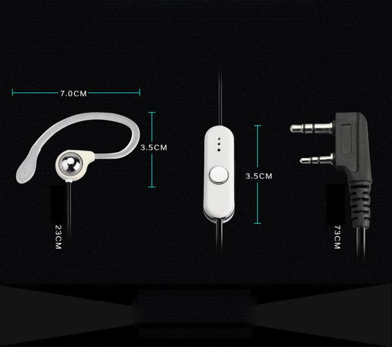 5Pcs 2 Pin Earhook Earpiece Headset PTT Mic For Kenwood HYT BaoFeng Radio Black