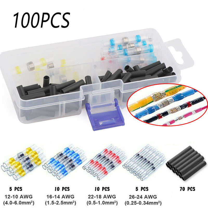 600PC Solder Sleeve Seal Electrical Butt Wire Heat Shrink Terminal Connector Kit Generic