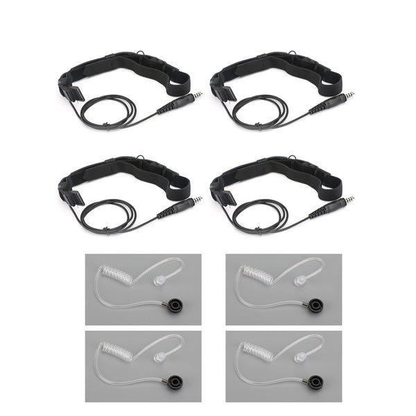 4PCS Tactical Throat Acoustic Tube Mic Headset For Walkie Talkie 7.1mm Plug PTT
