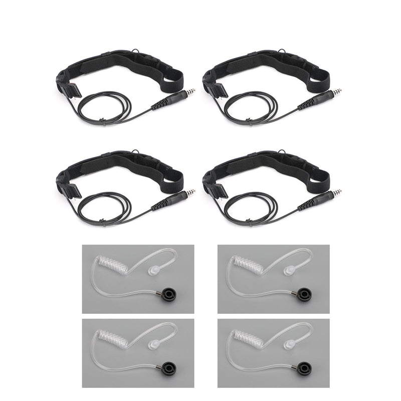 4PCS Tactical Throat Acoustic Tube Mic Headset For Walkie Talkie 7.1mm Plug PTT