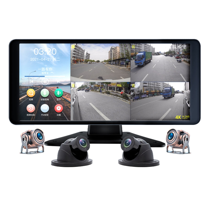 10.36 " Monitor DVR Driving Video Recorder Touch Screen for RV Truck Bus + 4Pcs Rear View Backup Camera Fedex Express