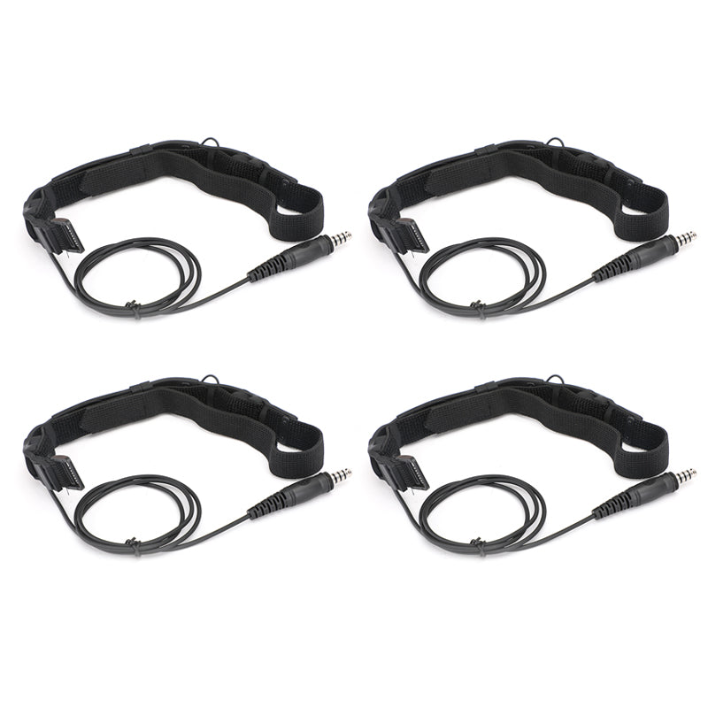 4PCS Tactical Throat Acoustic Tube Mic Headset For Walkie Talkie 7.1mm Plug PTT