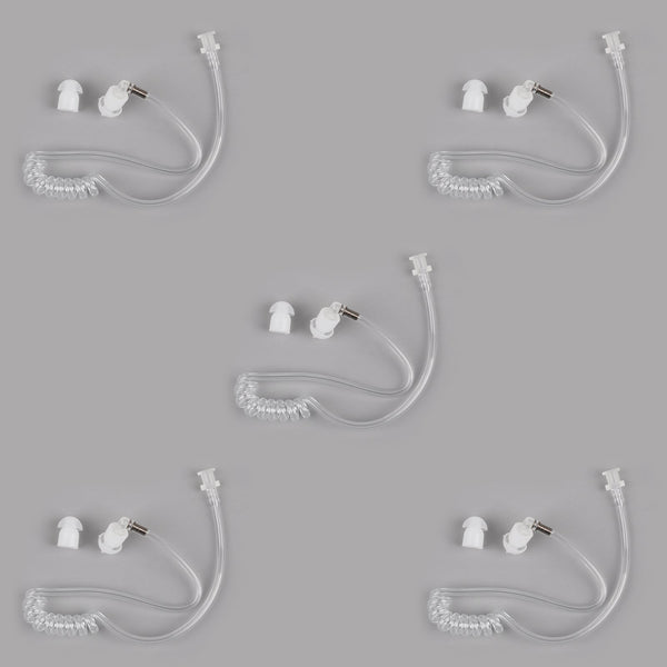 5x Replacement Transparent Coil Acoustic Air Tube + Earplug For Talkie Earpiece
