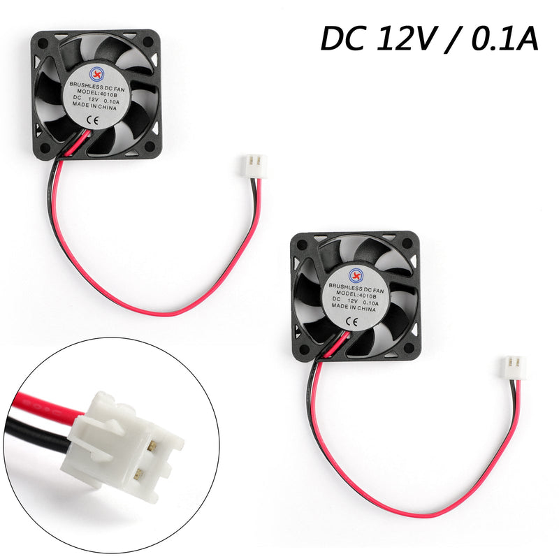 2PCS 12V 0.1A Cooling Computer Fan Ball Bearing Small 40×10mm DC Brushless 2 Pin